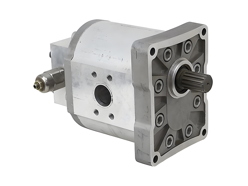 Cross-sectional view of a gear pump showing meshing gears