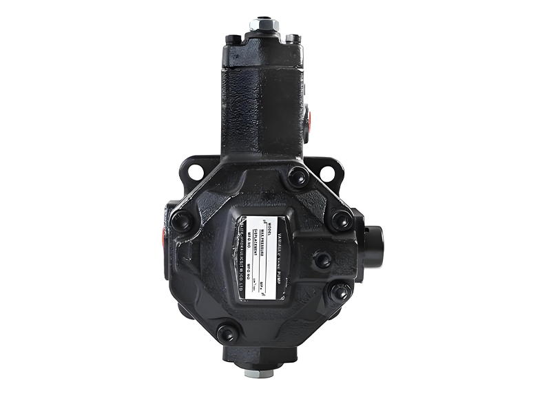 Exploded view of a vane pump showing rotor, vanes, and cam ring