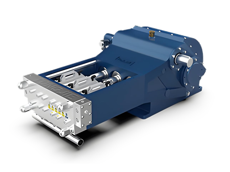 Cutaway view of an axial piston pump showing pistons and swash plate