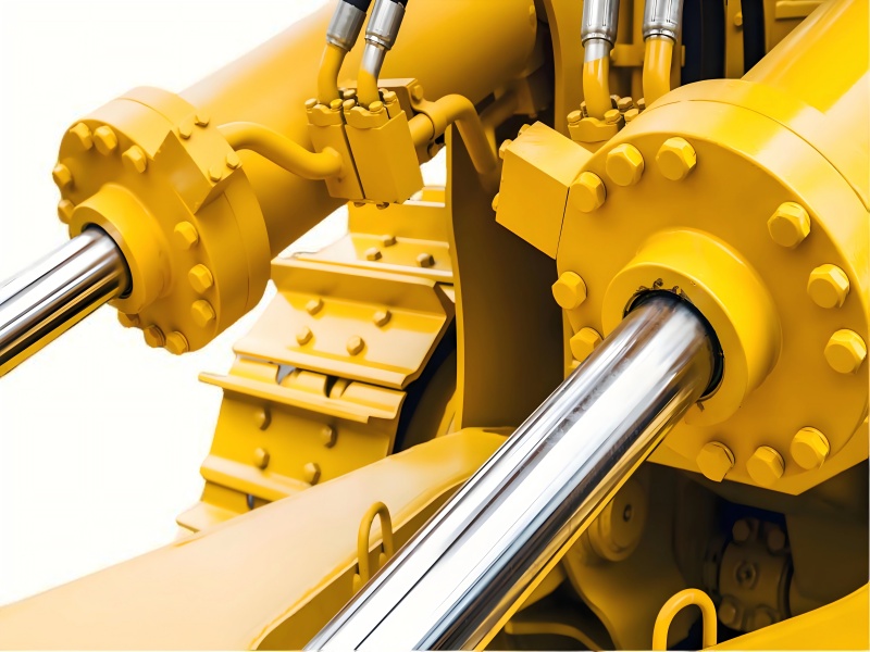 Hydraulic system components showing pipes, valves and cylinders